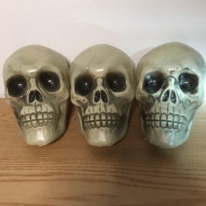 New Bundle Of 3 Halloween lightweight Skulls Decoration 5.5” x 7.5”